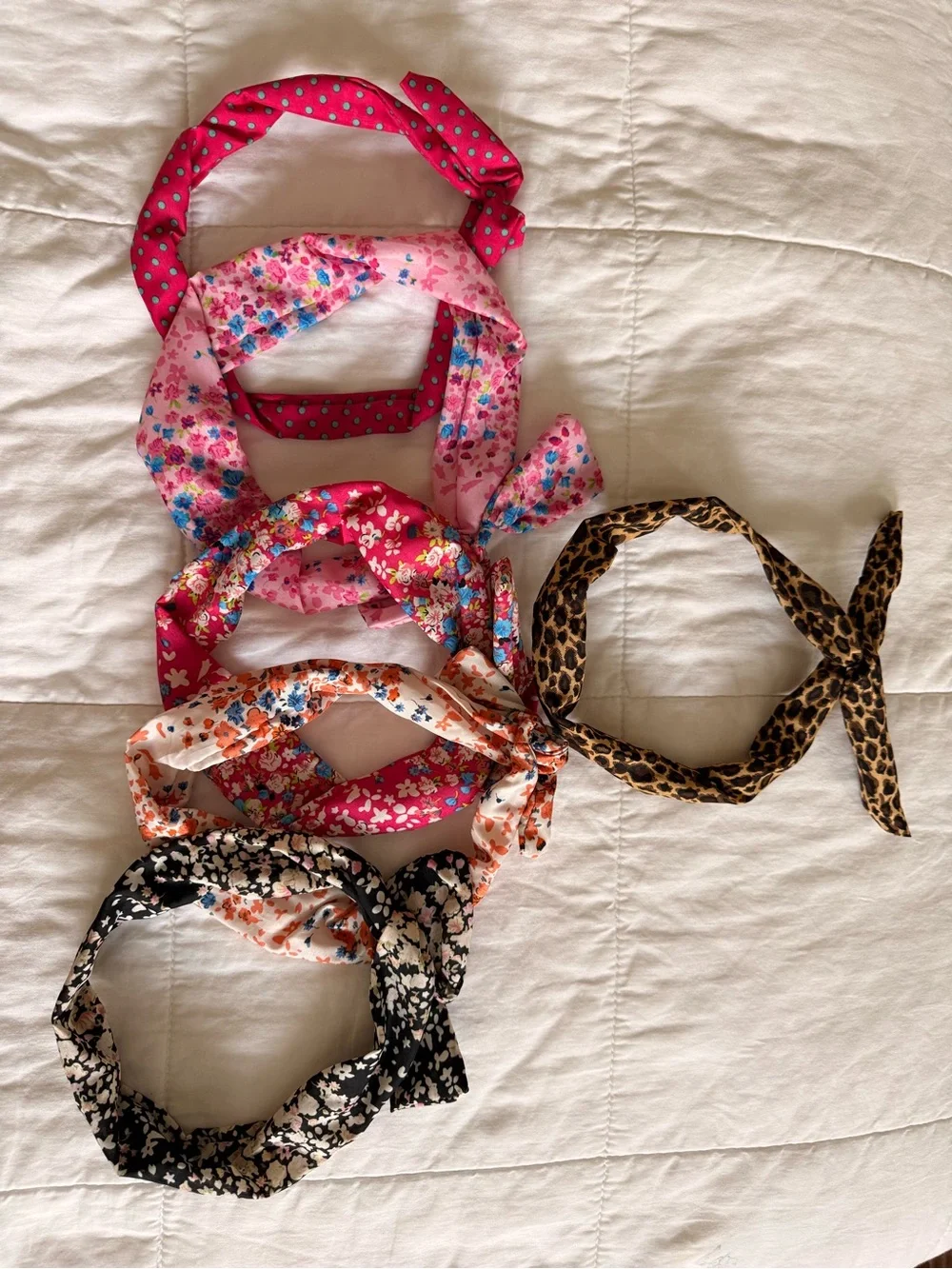 Girls Floral and Leopard Print Knot bendable headbands- Pink, Black, Brown